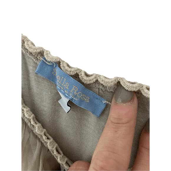 Stella Rosa Italy LaceTank Top Silk Beige Boho  Closet Staple Coquette Small - Picture 7 of 9